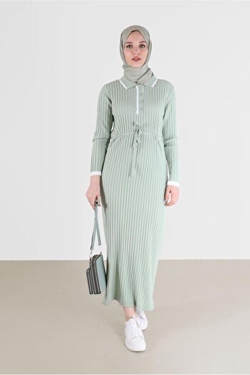 Alvina POLO Collar Ribbed Knitwear Dress 42122