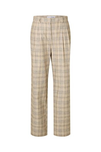 Selected Femme Hose mit weitem Bein Leinenmix Karo