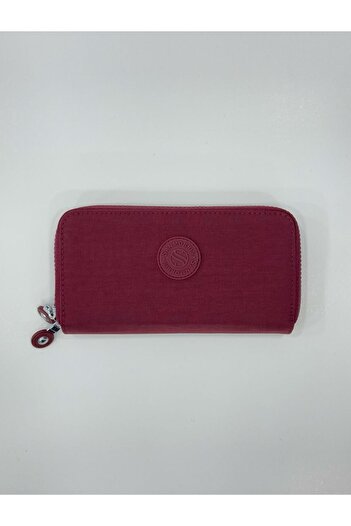 Sanmorris Women's Crinkle Model Claret Red Wallet with 2 Compartments, Metal Zipper, Card Holder and Coin Compartment
