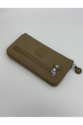 Sanmorris Women's Crinkle Fabric Beige (K.Haki) Wallet with Metal Zipper Card Holder and Coin Compartment
