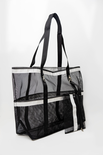 My Party Store Large Size Beach Bag 55X40 cm 6 Pockets Water and Sand Proof 1 Mesh Handbag