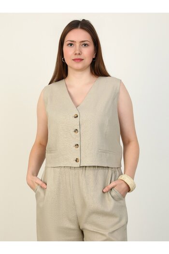 ALİA Mink Alia Large Size Set with Linen Vest