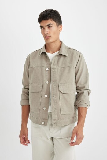 DeFacto %100 Pamuk Slim Fit Dar Kesim Düğmeli Cepli Mevsimlik Baharlık Jean Ceket B8155ax24au