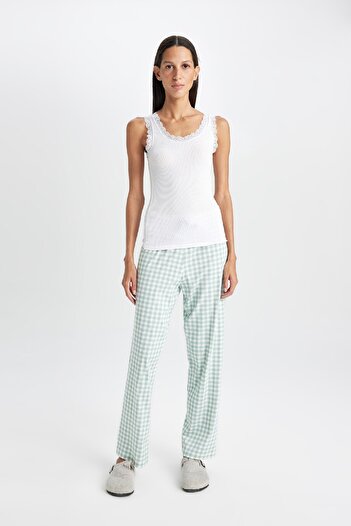 DeFacto Round Neck Lace Detailed Ribbed Athlete-Fall in Love A9755Ax24Au
