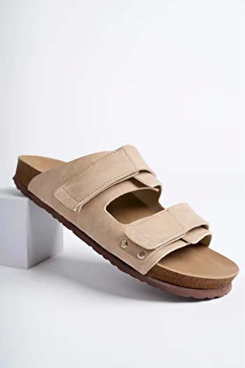 POLOMİA Victor Adjustable Velcro Casual Daily Orthopedic Men's Slippers