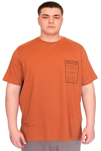 ModeXL Ανδρικό μπλουζάκι XL Plus Size Crew Neck U25011 Κανέλα