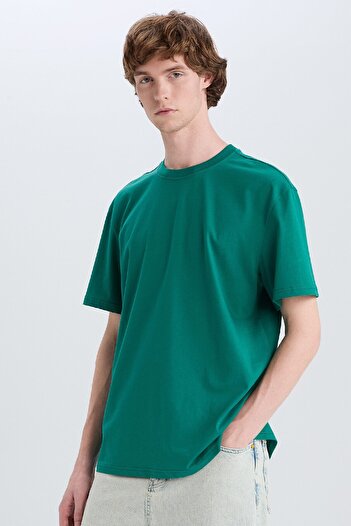 DeFacto 100% Cotton New Regular Fit Crew Neck Basic Plain Short Sleeve T-Shirt V7699Az25Sp