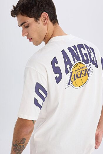 DeFacto Defactofit Nba Los Angeles Lakers - Oversize Crew Neck Short Sleeve T-Shirt B3894Ax25Sp