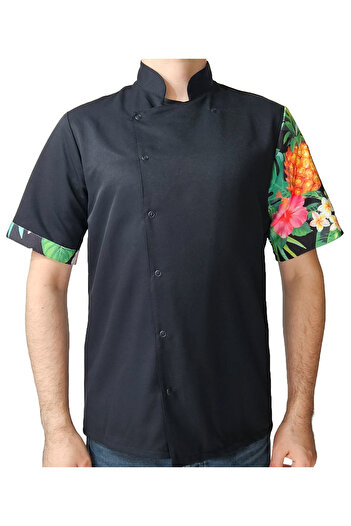 Ant Rotagrup Üniforma ve İş Elbiseleri Unisex Chef Jacket - Patterned and Short Sleeve - Summer Chef Kitchen Jacket