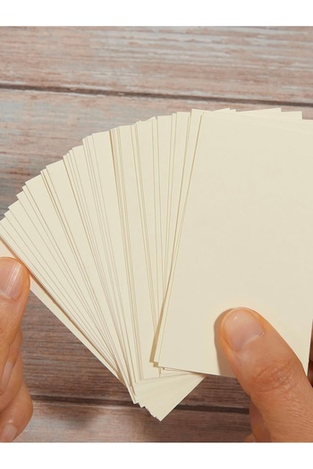 Happy Notes Boş Krem Renkli Kelime Kartları Etiket 5X8cm 100 Adet Köşeli Boş Kart Boş Kartvizit