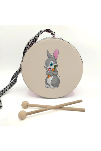 BAKSEPETE Rabbit Printed leather toy children's drum yellow (2-5 years)
