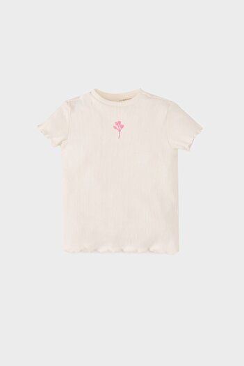DeFacto Baby Girl Crew Neck Floral Ribbed Camisole Short Sleeve T-Shirt B7544A525Sm