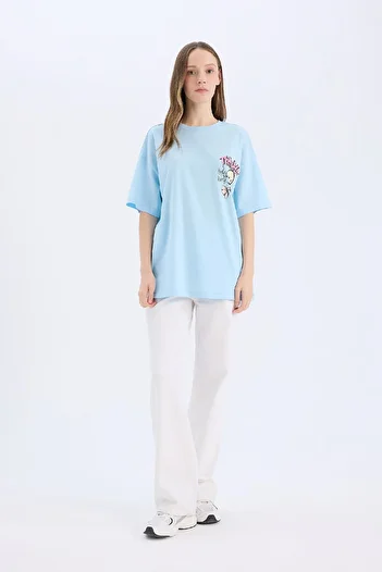 DeFacto Wide Fit Cool Smileyworld Crew Neck T-Shirt D9122Ax25Sm
