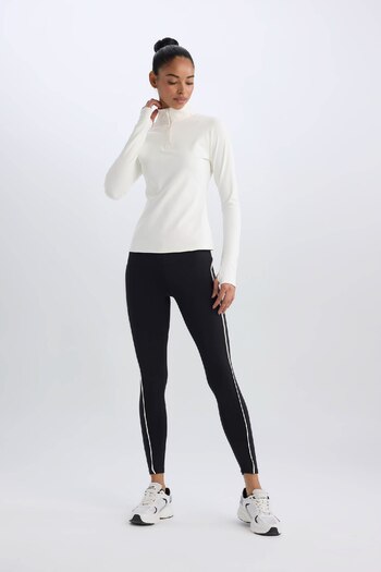 DeFacto Defactofit Standard Fit Stand Collar Athlete Long Sleeve T-Shirt B0811Ax25Sp