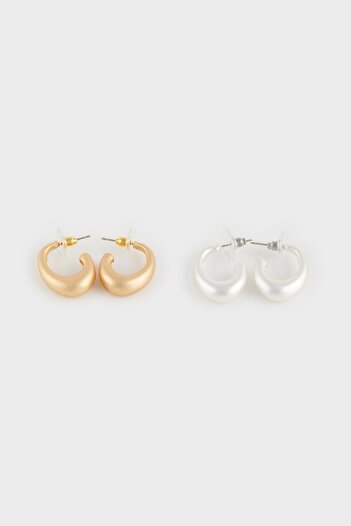 DeFacto Women's 2-Piece Hoop Matte Earrings E1307Axns