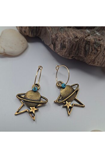 azra takı tasarım Handmade Star, Orbit Figured Women's Earrings