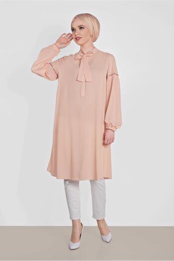 Alvina Embroidery Detailed Scarf Collar Tunic 4337