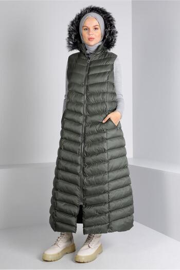 Alvina Hooded Fur Puffer Vest 90334
