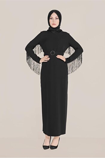 Alvina Sleeves and Back Tasseled Belt Dress 40626