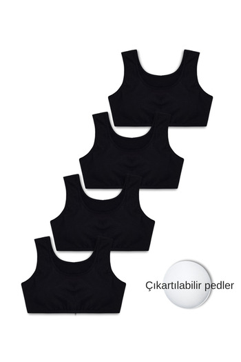 GizaKids 95% Cotton Girls' Combed Cotton Thick Strap Training Bra Set of 4