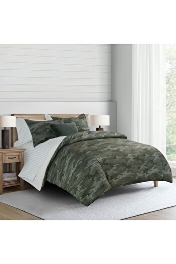 Orange Bed & Bath Green Camo | طقم لحاف مفرد 8 قطع