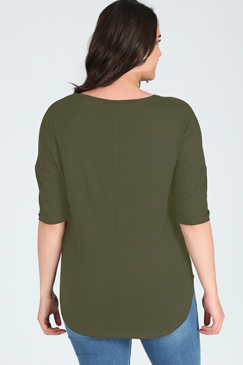 Curvy Trend Plus Size Side Slit Half Sleeve Blouse