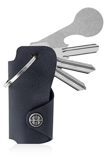 Trusador Unisex Ibiza Navy Blue Genuine Texture Keychain and Bottle Opener