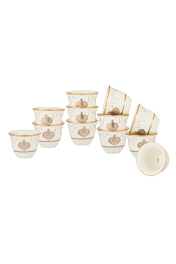 Dania Saudi coffee cup set made of pure white porcelain with a beautiful gold pattern, consisting of 12 pieces
