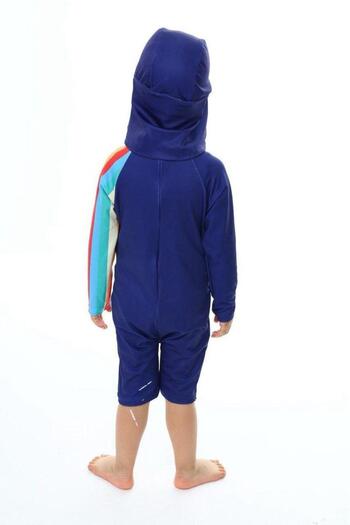 Lolliboomkids Boy's Sun Protection Trench Hat Space Themed Patterned Swimsuit Set