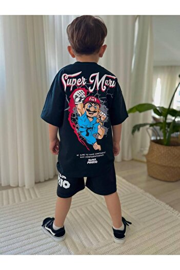 Canlook Super Mario Cartoon Character Back Printed Summer Bottom-Top Set