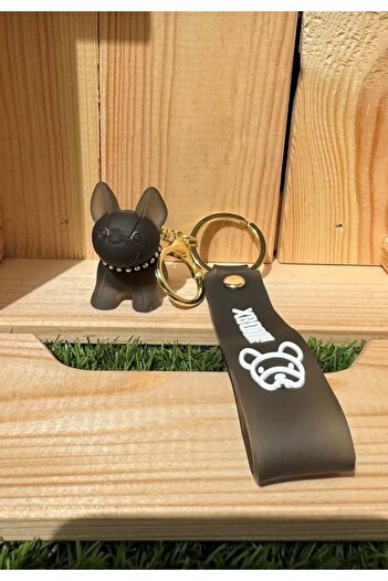 panda hediyelik French Bulldog Black Keychain