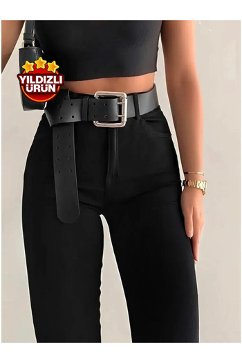 polle Jet Black Skinny Jeans - Τζιν, με ζώνη (δεν περιλαμβάνεται)