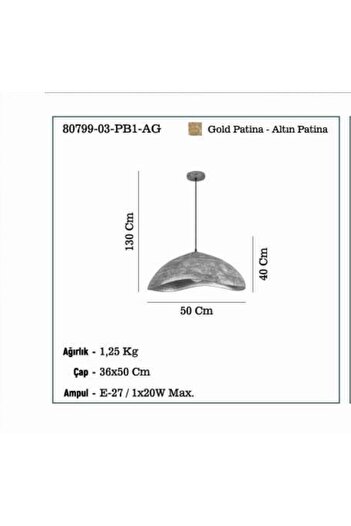 LUCEA ANDESA 03 B.BOY METAL TEKLI 1XE27 AVİZE