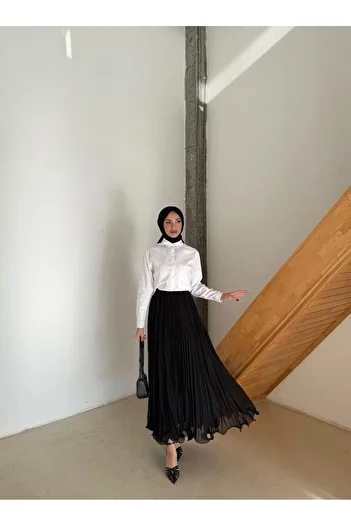 hacer ayaydın Chiffon Pleated Hijab Skirt