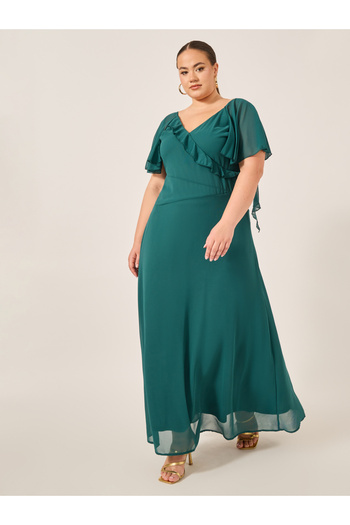Styli Plus Size Ruffled Wrap Look A-Line Maxi Dress