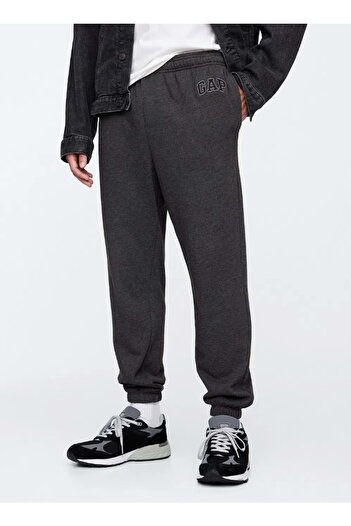 GAP Ανδρικό παντελόνι αθλητικό V-Frch Ft Heritage Age Jogger από γαλλικό ύφασμα Terry, ΣΚΟΥΡΟ ΓΚΡΙ