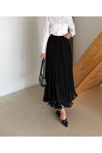 Aranlı tekstil Chiffon Pleated Hijab Skirt