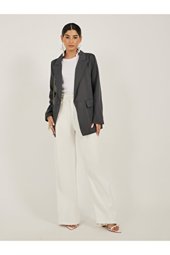 Styli Notch Label Neck Single Breasted Blazer