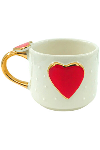 Monako Limited Edition 24 Carat Gold Embroidered, Heart Embossed, 100% Handmade, Gift Turkish Coffee Cup