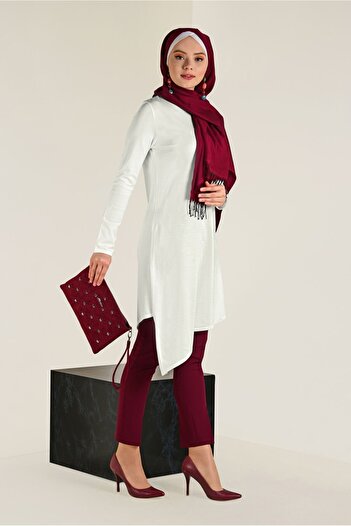 Alvina 4526 Model Asymmetrical Cut Knitwear Tunic