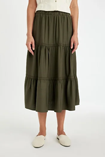 DeFacto Flexible Waisted Regular Fit Midi Length Kilos Skirt - D5194Ax24Au