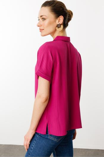 Desen Triko Füzya Cream Fabric Glitter Women's Shirt