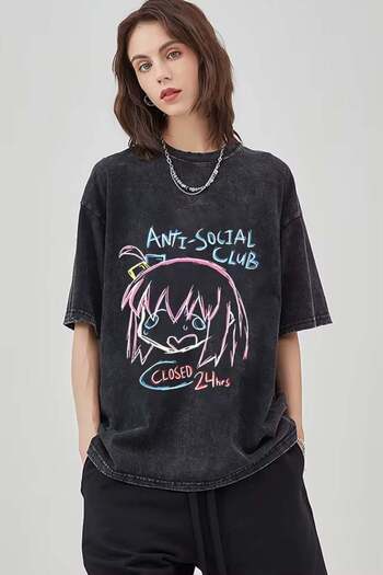 Köstebek Black Washed Fabric Bocci the Rock Anti Social Club Unisex T-Shirt