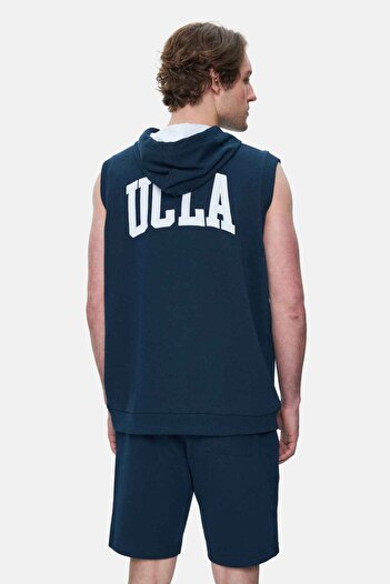 UCLA HEWITT Синій вишитий безрукавний світр Oversize чоловічий світр