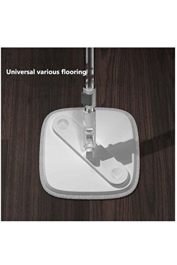 COOYA Spin mop set,square mop head,height-adjustable,detachable handle,with 3 reusable mop pads,gray
