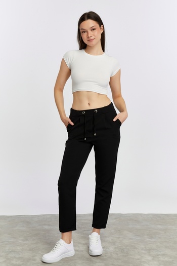 CNR TEKSTİL Ankle Length Pants with Elastic Waist