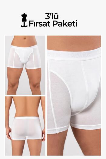 Weweus White 3-Pack Micro Modal Premium Men's Boxer 14183