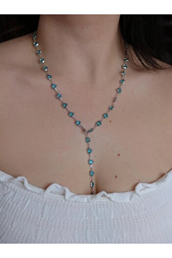 Reorah Collection Blue Heart Y Necklace-Blue Heart Y Necklace