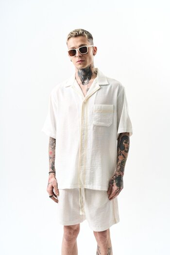 Respire Men's Oversize Linen Shirt and Shorts Set White