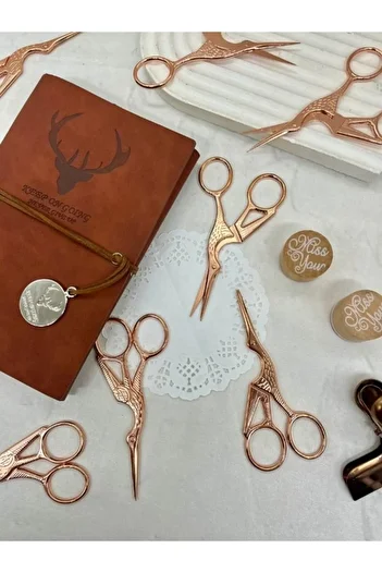 Kağıt Gemi Dükkan Bird Pattern Metal Copper Color Scissors/ Promise Engagement Scissors/ Cutting Scissors